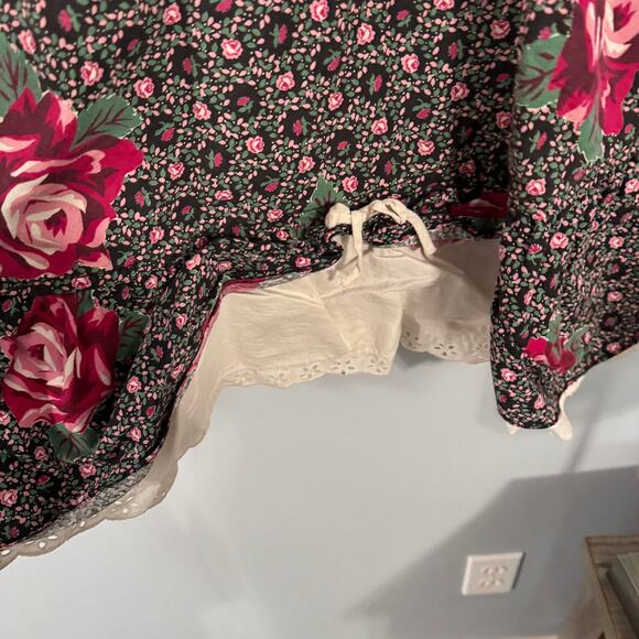 Vintage Handmade Rose Floral Skirt w/ Ruffle Hem Approx Women's Size XS / 24" W - Picture 3 of 7